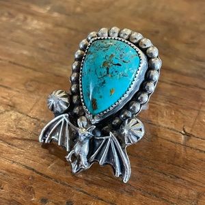 Sterling Silver & Turquoise Bat Ring